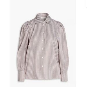 Sandro Brown and White Striped Cotton-Poplin Shirt
